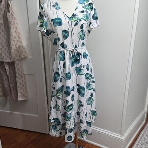 Alfani High Low Dress in Blue and Green Floral
